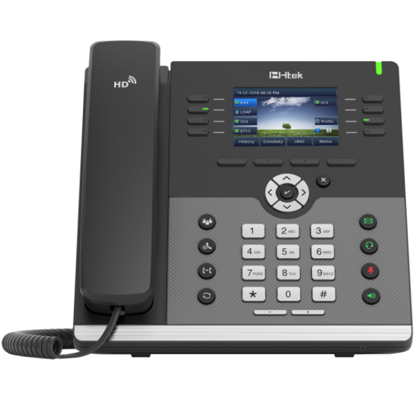 A picture of the Htek UC924E IP phone.